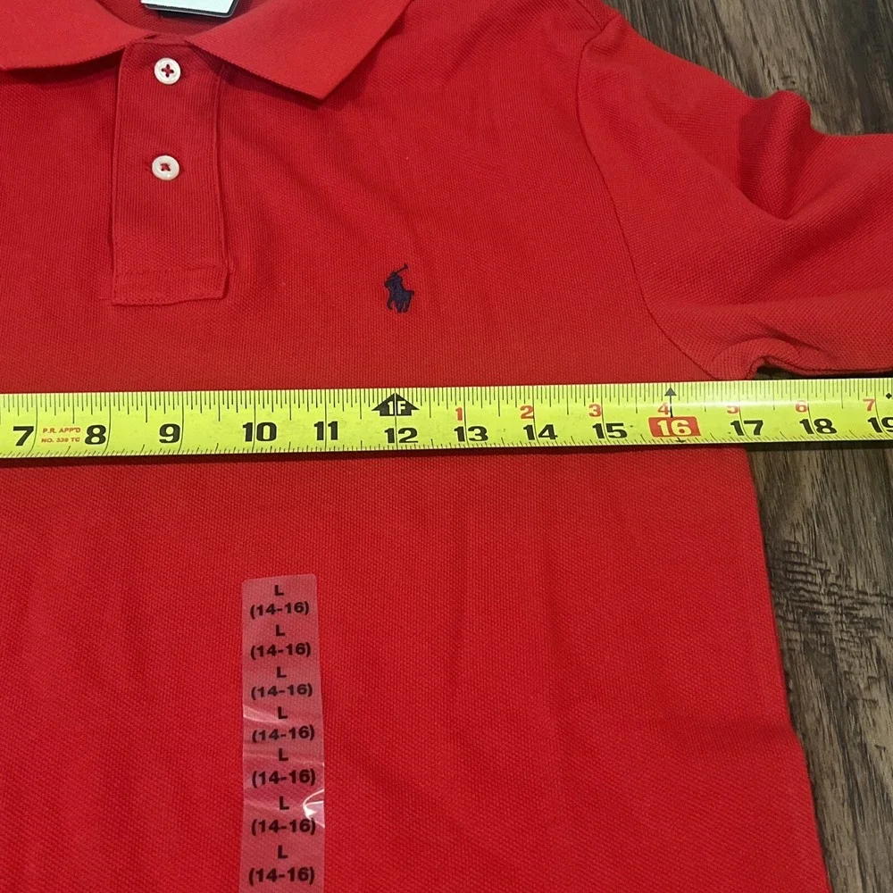 Polo Ralph Lauren Kids Long Sleeve Classic Red Mesh Polo Shirt Size L (14-16)